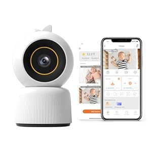 3MP HD Smart Baby Monitor with Camera and Audio, A.I. Safety Alerts, Two Way Talk, Night Vision, 4X Zoom, Room Humidity & Temp, Cry Detection, Multicolor Night Lamp