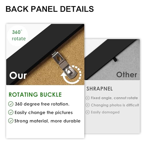 Tinkeps A2 Black Picture Frame - Engineered Wood and Plexiglass, A2 Frame with A3 Mount for Prints, Photos, and Posters, Wall Mountable - Image 2