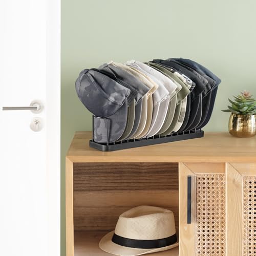 Mkono Hat Organizer for Baseball Caps, Hat Holder for 15 Baseball Caps, Tabletop Hat Rack Stand Hat Storage Display Cap Organizer for Desk Closet Shelf Dresser (Black, Medium) by Mkono - Image 2