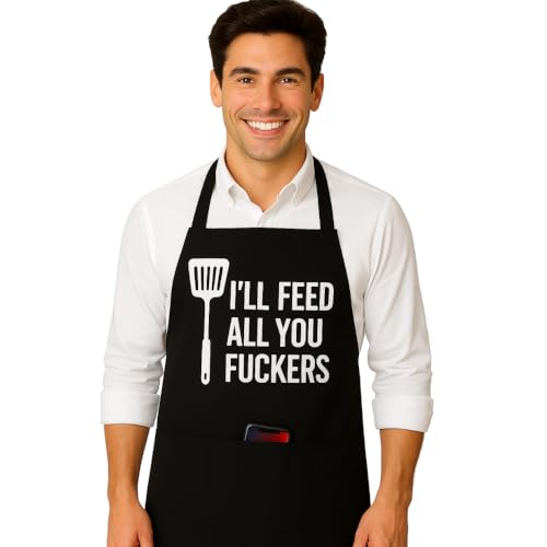 ShopINess Divertido Delantal I'll Feed You (Negro)