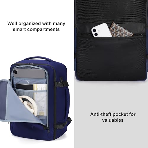 Image of ECOHUB Extra Large Travel Backpack Carry on Backpack for Airplanes Blue | 19.5x13x8 Laptop Backpack TSA Friendly 30L Backpack fits 17.3 inch Computer Airplane Travel Essentials Water Resistant Back pack