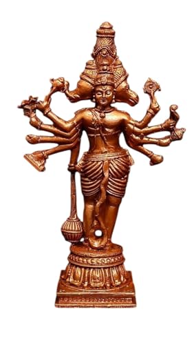 Image of Copper God Idols Panchamuka Hanuman,4.5 inches, 260 Grams, Patina Antique Finish, Pack of 1 Piece