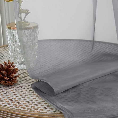 Image of Chyhomenyc Charcoal Grey Sheer Curtains 96 Inches Long 2 Panels, Light Filtering Charcoal Grey Curtains for Living Room, Soft Gentle Voile Rod Pocket Bedroom Window Drapes, 59Wx96L Inch, 2PCS