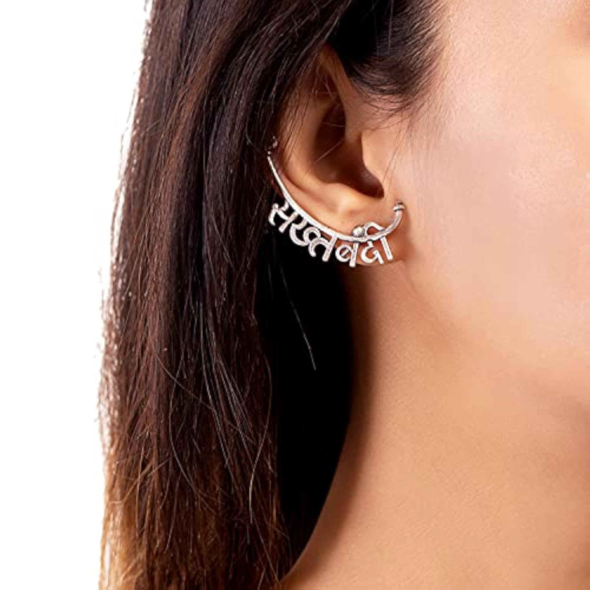 Brass Oxidised Moksh Earrings for Women