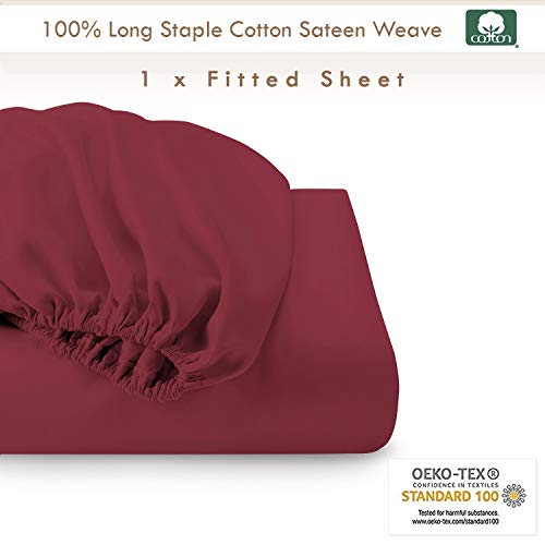 Pizuna 100% Cotton Small Single Fitted Sheet Rio Red, 400 Thread Count Long Staple Cotton Small Single Fitted Sheet 80x200 cm - Image 3