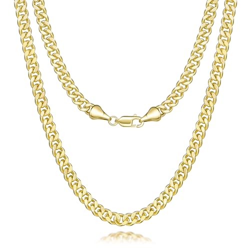 5mm 14K Gold Necklaces for Women Gold Cuban Link Chain for Mens Golden Chain Necklace Dainty Necklace Shine That Never Fades Golden Jewelry for Women 16,18,20,22,24in