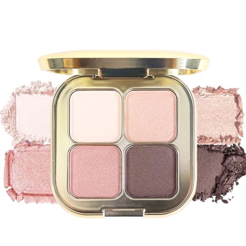 Muorruo Paleta de Sombras Nude Champagne Brown con 4 Colores, incluye Espejo, sombra de ojos en polvo natural y neutra para mujeres maduras, de larga duración, apariencia natural, ligera, 01