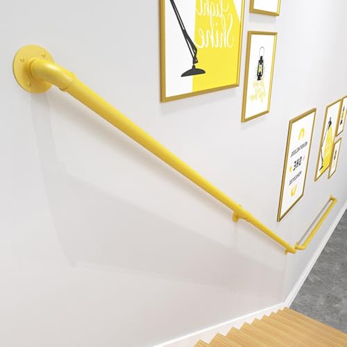 GSKDZG Barandilla De Escalera De Hierro Forjado Pasamanos De Escalera Negro Industrial Barandilla De Seguridad Para Escaleras Barandilla Balcón 100cm(Yellow,300cm)