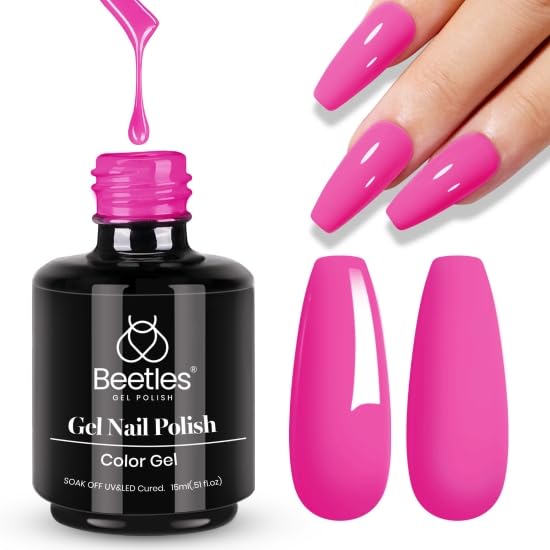Beetles Gel Nail Polish Pink Cosmos Bouquet 15ML (0.51Fl Oz) | Trendy Hot Pink Gel Polish for Manicures - main product image