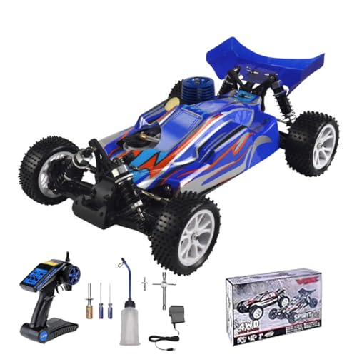 XMFHANG 1:10 Scale Nitro RC Car, 60KM/H Hobby Rc Racing Car, 2.4Ghz 4WD RTR Off Road Trucks, 4X4 All Terrain RC BUGGY with 18CPX Engine, 2 Speed, Alloy Chassis, Gifts for Adults