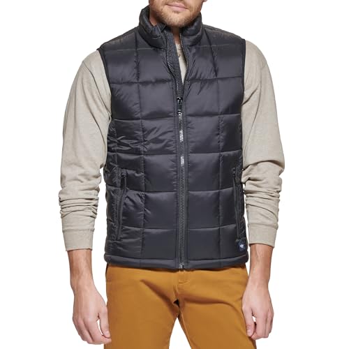Dockers Men's Box Quilted Puffer Vest, Black, 3X-Large