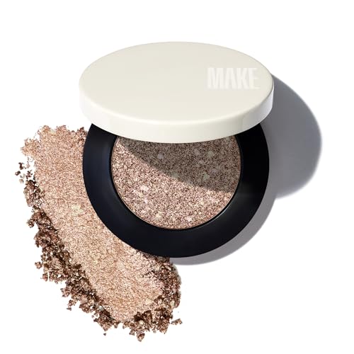 MAKE Beauty Multi-Chromatic Eye Shadow. Metal Reflecting Luminous Foil Finish Creamy Buildable Dimensional Long-wear Crease-proof Powder Eyeshadow Multichrome Shade - Dream Dust Gold