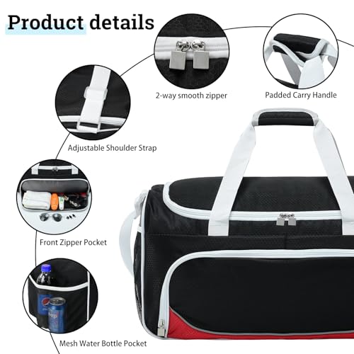 Image of Uarition Mens Gym Bag, 55L Large Sports Duffle Bags, Workout Bags Lightweight, White /Black