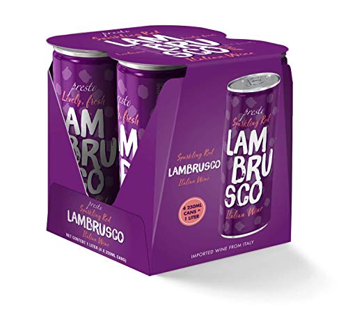 Presto, Sparkling Lambrusco, 4 Pack Cans, 250 ml