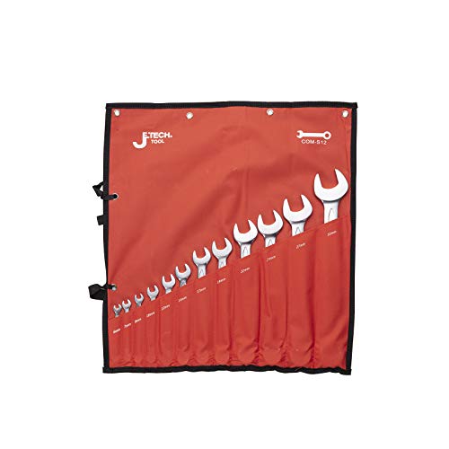 Jetech 12Pcs Metric Combination Wrench Set - Industrial Grade Spanners With 12-Point Design, 15-Degree Offset, Made With Cr-V Alloy Steel In Sand Blasted Finish, Forged, Heat-Treated, Size 6Mm-32Mm #TOP14