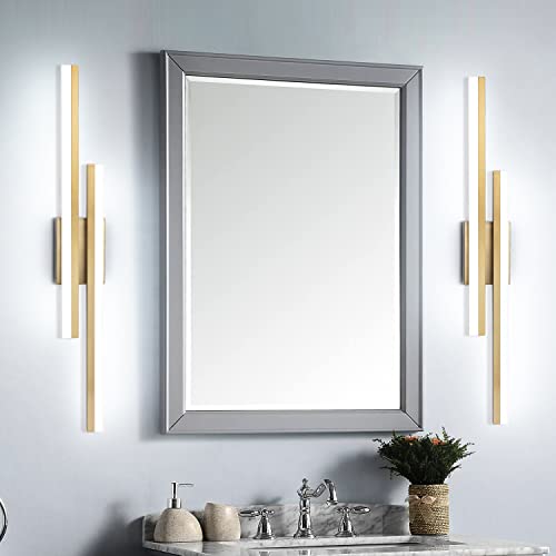 Image of PRESDE 32 Inch LED Vanity Light Brushed Gold Bathroom Light Fixtures Over Mirror Modern Bath Wall Lighting Bar Dimmable