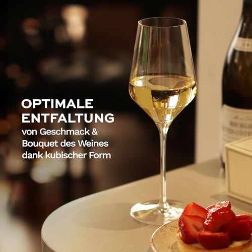 Foto von Stölzle Lausitz Weißweingläser Quatrophil 6er-Set 405 ml – Hochwertige Weingläser ideal für Weißwein & Aperitif – Eleganter Weißweinkelch aus Kristallglas – spülmaschinenfest & Made in Germany