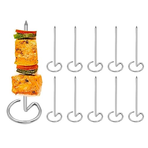 Ditanpu 10 Kebab para Barbacoa Acero Inoxidable, Reutilizables como Brochetas para Barbacoa Lavables En Lavavajillas, Palitos Cóctel, Palitos Brocheta Metal