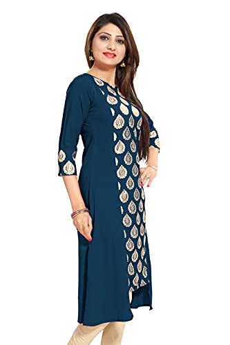 Image of ALC Creation Women's Crepe Printed A-line Kurti (EDT4007TEAL Teal 4X-Large)