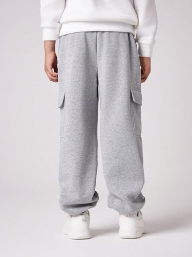 Boy's Wide Leg Cargo Baggy Sweatpants Casual Sports Jogges Long Trousers with Pockets2