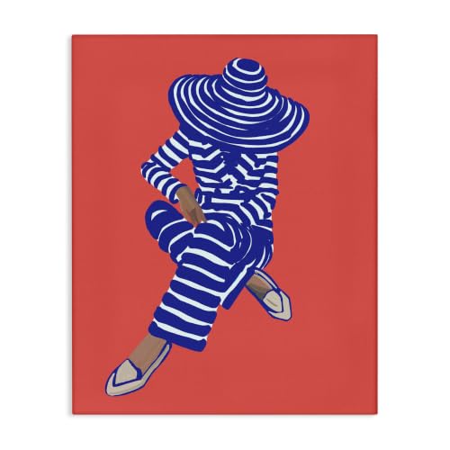 Pop Style Stripes Fashion Girl, 16 x 20 Inch Canvas Wall Art