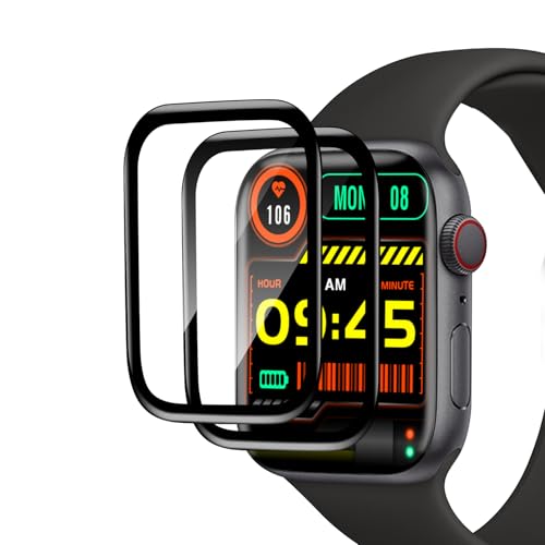 Carantee für Panzerglas für Apple Watch Series 7/8/9 45mm Schutzfolie 2 Stück TPU Blasenfrei HD Klar Displayschutz Stoßfest Kratzfest Selbstheilend Displayschutzfolie Schweißresistent