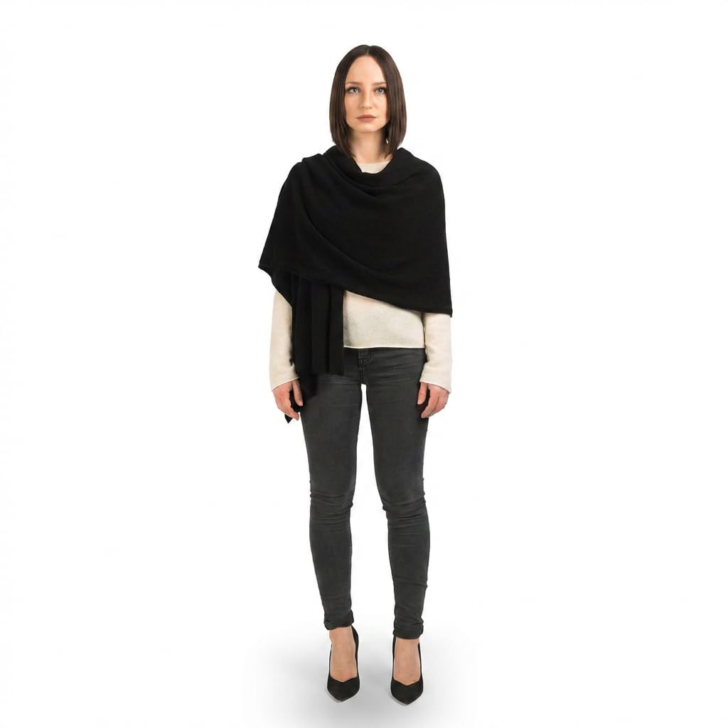 Dalle Piane Cashmere Damen Stola 100% Kaschmir | Hochzeitsschal und Abendstola für Zeremonien und Reisen, 60x205 cm, vier Jahreszeiten, Geschenk für Sie, Made in Italy