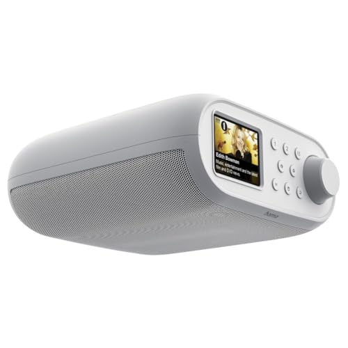 Hama Internetradio mit Digitalradio (WLAN/DAB+/DAB/UKW, Bluetooth, Spotify Streaming, 30 Speicherplätze, 2 Direktwahltasten, Radiowecker, Unterbauradio, 2,4 + 5 GHz, 2,4“ Farbdisplay, 5W) weiß