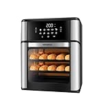 Air Fryer Oven 1800W, 12.7QT Capacity, Touchscreen Panel, Automatic Shut-Off – Black & Stainless Steel – Mondial