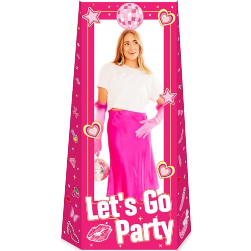 4.9 Ft Tall Life Size Hot Pink Stand-in Cardboard Doll Photo Booth for Girls Birthday Party Photoshoot Princess Doll Theme Party Decorations Girl...