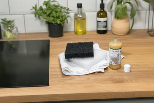Biofa Arbeitsplattenöl 0,15 Liter lösemittel- und kobaltfrei, Grundierung, Endbeschichtung u. Pflege für Tische, Arbeitsplatten, Spielzeug, Schneidebretter, Möbel