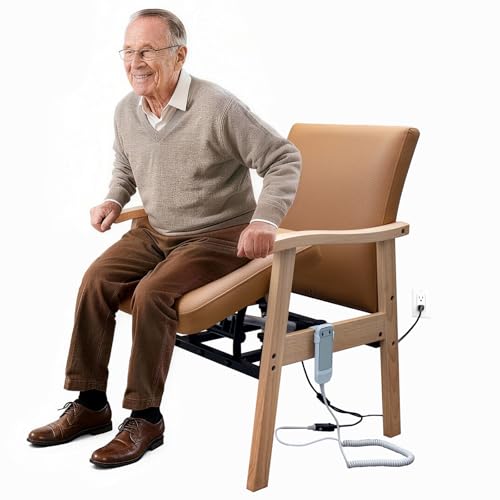 Power Lift Chair for Elderly - Solid Wood & Leather Sit to...