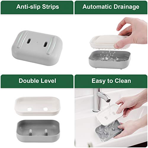 Vitviti Toothbrush Holder For Bathroom, Bathroom Organizer Storage Set With 2 Bathroom Tumblers, For Vanity Countertop/Toothpaste/Kids, 5 Compartments White + Gray Plastic #TOP3