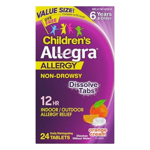Allegra Children's 12HR Orange Cream Tablets, 24 Count, Non-Drowsy Antihistamine for Kids Cover