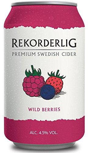 Rekorderlig - Cider - 24x0,33l Dosen in den brandneuen Sommerfarben | Set inkl. lukky24® Schlüsselanhänger für Einkaufswagenchip (Waldbeere 4,5% Vol)