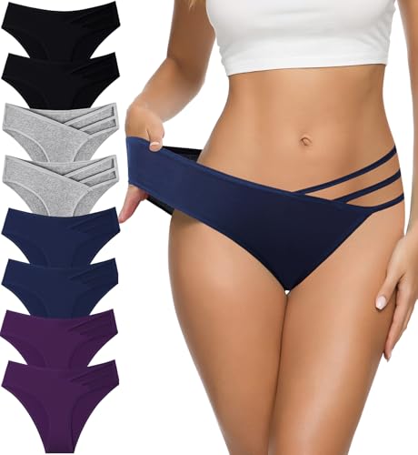 Image of Eiggam Women's Cotton Bikini Panties,High-Cut Full Coverage Stretch Cool Underwear for Women