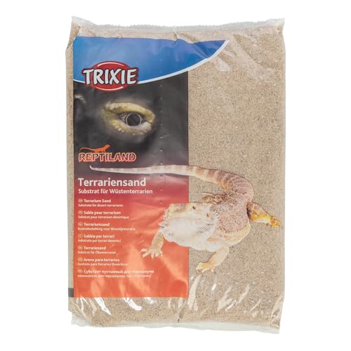 TRIXIE Basissand für Wüstenterrarien gleichmäßig feinkörnig ohne Zusatzstoffe gute Wärmeleitfähigkeit für Heizmatten & Eiablage geeignet gelb 5 kg