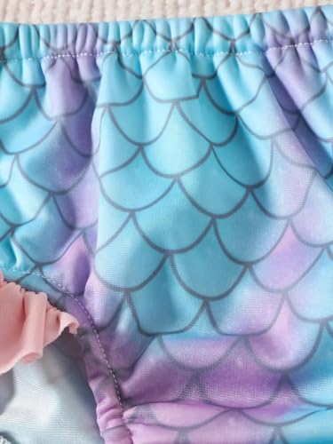 Image of Generic Chic Summer Fun: Baby Girls' 3pc Swimwear Set - Ruffle Halter Top, Mermaid Shorts & Headband, Durable & Stylish. 3-4 yr, Pink