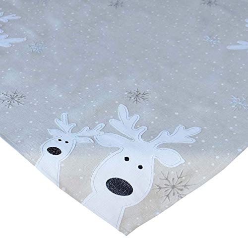 Table Runner 40 x 85 cm Ecru White Silver Funny Elk Reindeer Tablecloth Christmas Decoration Christmas Tablecloth - Image 2