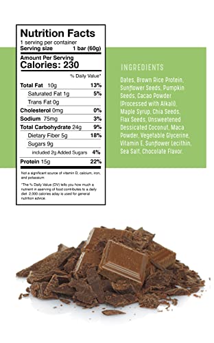 Amrita Chocolate Maca Vegan, Gluten Free High Protein Bars | 15G Plant Based Protein, High Fiber, Peanut & Dairy Free | Breakfast Bar, Meal Replacement, Healthy Snack | 2.12 Oz Bars, Pack Of 12 #TOP1