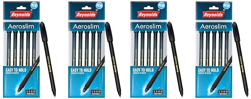 Image of Reynolds AEROSLIM BP - BLACK (PACK OF 20) I Lightweight Ball Pen With Comfortable Grip for Extra Smooth Writing I School and Office Stationery | 0.7mm Tip Size | Pen for BTS