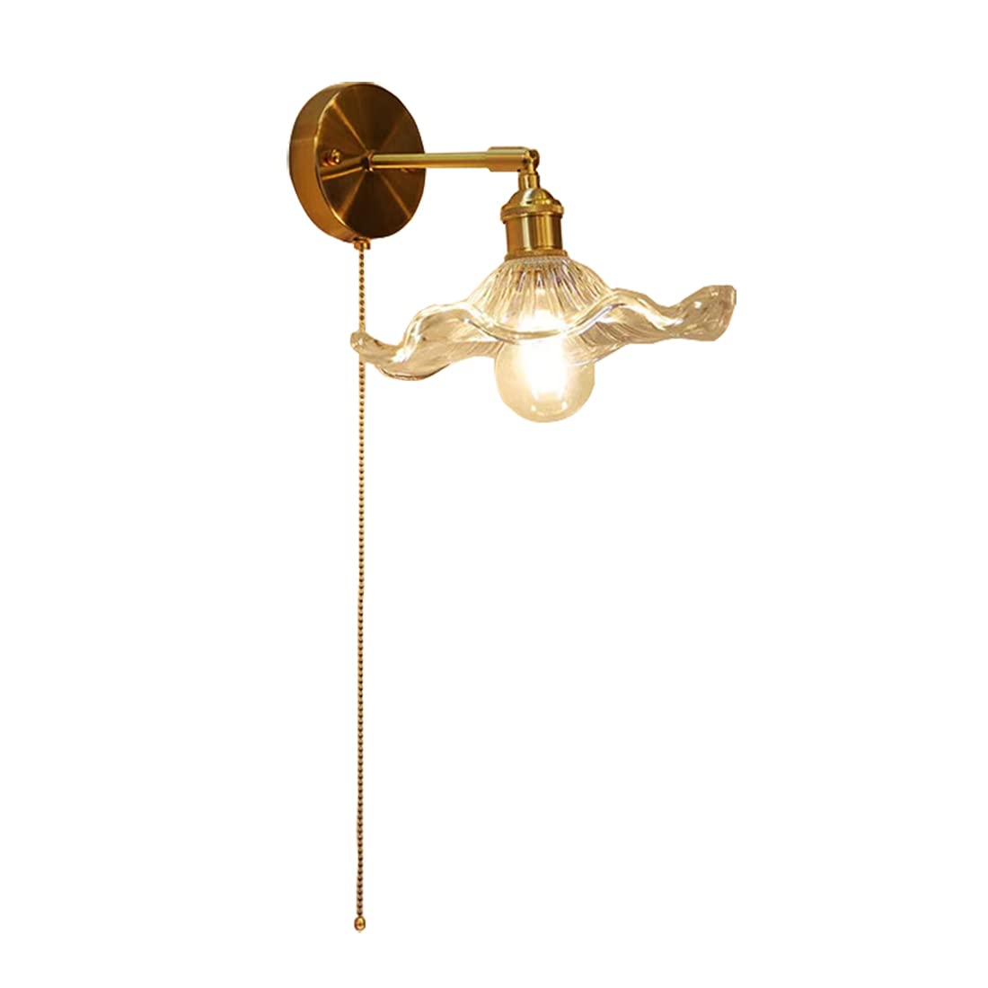 KBUUKYYXouy Wall Lamp with Switch, Adjustable Industrial Sconce, Creative Glass Shade for Bedroom, Living Room, Study, Kitchen, Bathroom, Loft(Transparent)