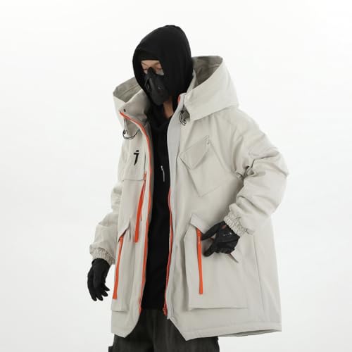 Men's Hooded Parka Jacket with Pockets Warm Streetwear Techwear2