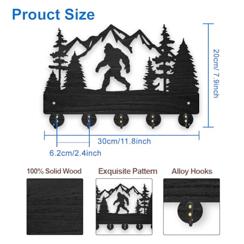 MAYJOYDIY Wooden Alloy Mountain Ape Wall Hook Gorilla Key Rack 20x30cm Wall Mountain Forest Animal Theme Hooks with 5 Strong Alloy Hooks for Living Room Hallway Entryway Gift - Image 2