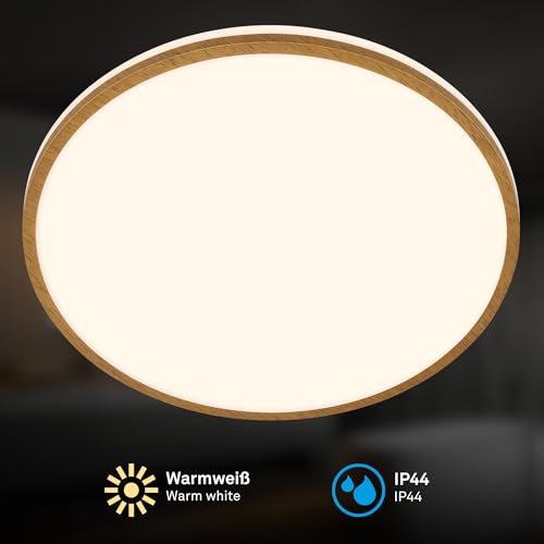 Plafonnier LED 18W 1850lm BRILONER avec diffuseur effet blanc et bois