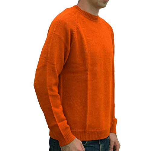 Men's Handmade 100% Alpaca Wool Crew Neck Sweater (Burnt Orange, XL)2