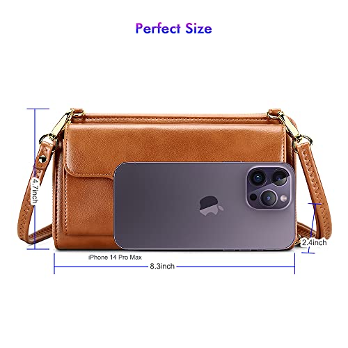 Nuoku Crossbody Bags For Women, Wristlet Wallets For Women, Small Clutch Purses For Women, Cell Phone Wallet, Rfid Wallet, Brown #TOP5