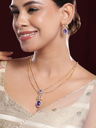 Image of Rubans Demi Fine Stainless Steel AD Pendant Necklace Gift for Women & Girls