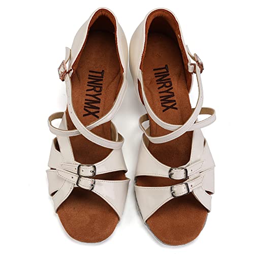 TINRYMX Girls Latin Dance Shoes Low Heel Practice Ballroom Shoes for Kids2