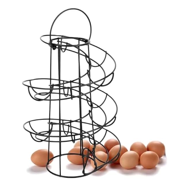 Spiral Egg Skelter Storage Rack, Freestanding Metal Dispenser Holder for Kitchen Countertop, Space-Saving Design, Black, Send Goods from Local Warehouse